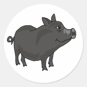 AC- Pot Bellied Pig Cartoon Classic Round Sticker