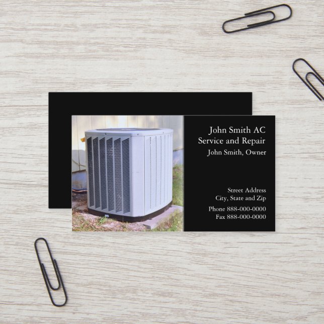 AC Service and Repair Business Card (Front/Back In Situ)