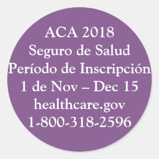 ACA Período de Inscripción - Jet Privado Púrpura Classic Round Sticker