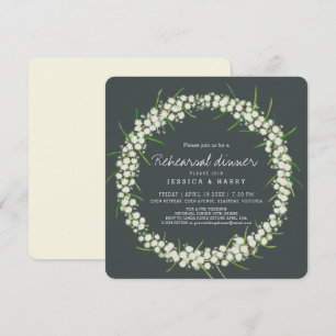 Acacia art flowers green pre wedding rehearsal invitation
