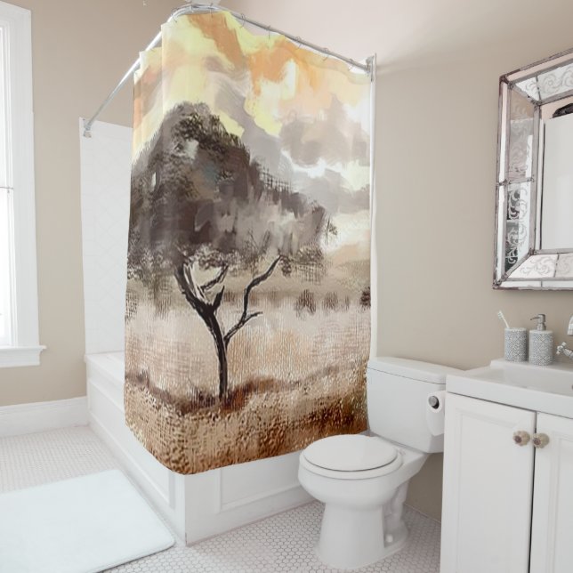 Acacia Tree Africa Custom Shower Curtain (In Situ)