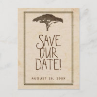 Acacia Tree African Safari Vintage Save The Date
