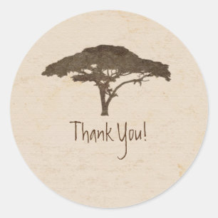 Acacia Tree African Safari Vintage Wedding Favour Classic Round Sticker