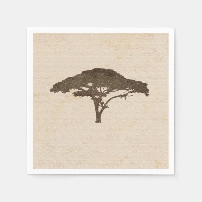 Acacia Tree African Safari Vintage Wedding Napkin (Front)