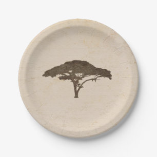 Acacia Tree African Safari Vintage Wedding Paper Plate