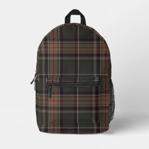 Academia Green Plaid Printed Backpack