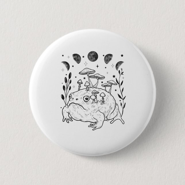 Academia Moon Witchy Goblincore Aesthetic Frog 6 Cm Round Badge (Front)