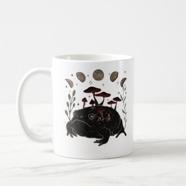 Academia Moon Witchy Goblincore Aesthetic Frog Cla Coffee Mug (Left)