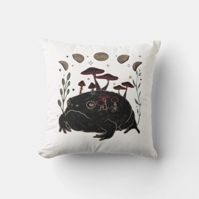 Academia Moon Witchy Goblincore Aesthetic Frog Cla Cushion (Front)