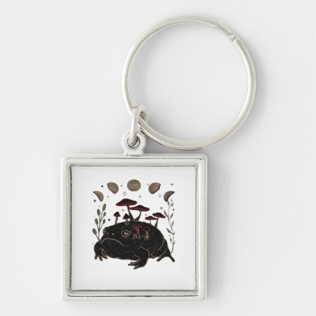 Academia Moon Witchy Goblincore Aesthetic Frog Cla Key Ring (Front)