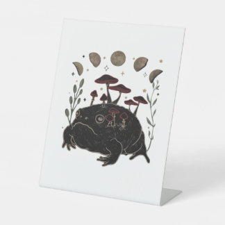 Academia Moon Witchy Goblincore Aesthetic Frog Cla Pedestal Sign