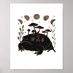 Academia Moon Witchy Goblincore Aesthetic Frog Cla Poster