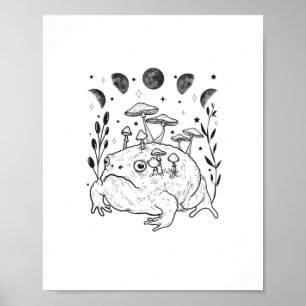 Academia Moon Witchy Goblincore Aesthetic Frog Poster