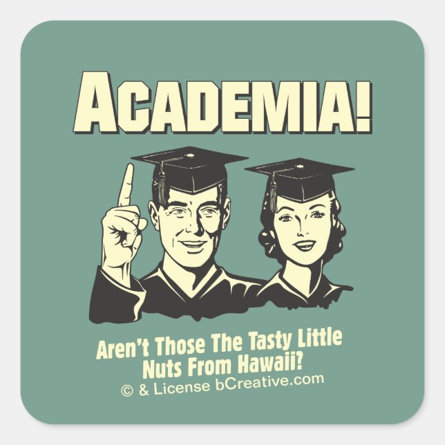 Academia: Tasty Nuts From Hawaii Square Sticker (Front)