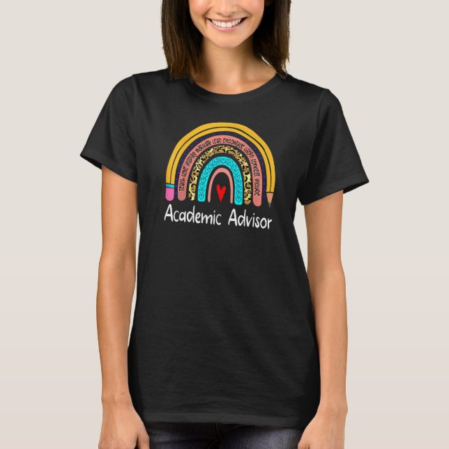Academic Advisor Leopard Rainbow Back To School Te T-Shirt (Front)