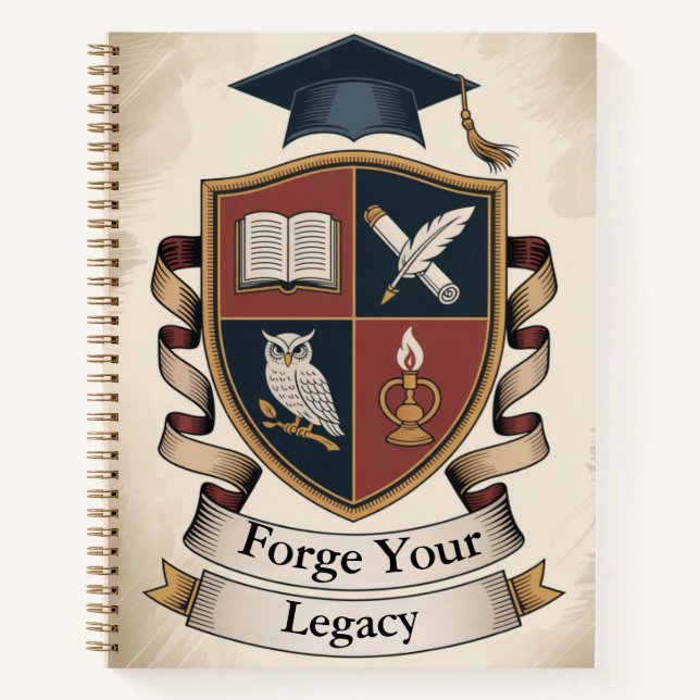 Academic Crest Builder | Customisable Collegiate Notebook (Front)
