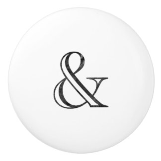 Academy Engraved Ampersand Black Ceramic Knob