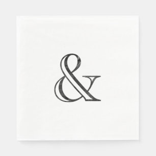Academy Engraved Ampersand Black Napkin