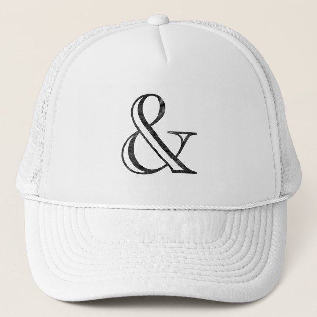 Academy Engraved Ampersand Black Trucker Hat (Front)