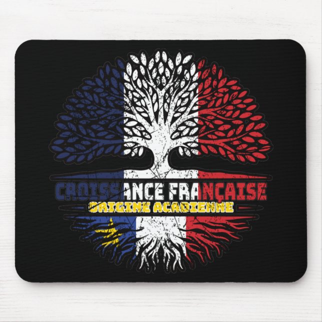 Acadia Acadian French France Tree Roots Flag Mouse Mat (Front)