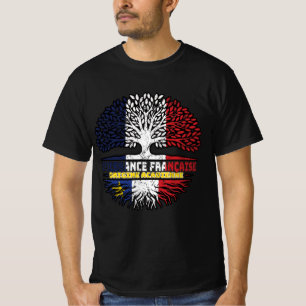 Acadia Acadian French France Tree Roots Flag T-Shirt