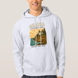 Acadia Lighthouse Vintage Maine National Park Hoodie
