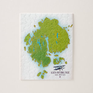 Acadia, Maine National Park map Travel map. Jigsaw Puzzle