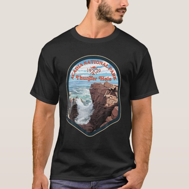 Acadia Nation Park Thunder Hole Hiking 1929 T-Shirt (Front)