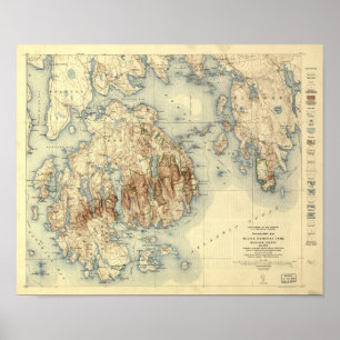 Acadia National Park 1931 Topographic Map Poster