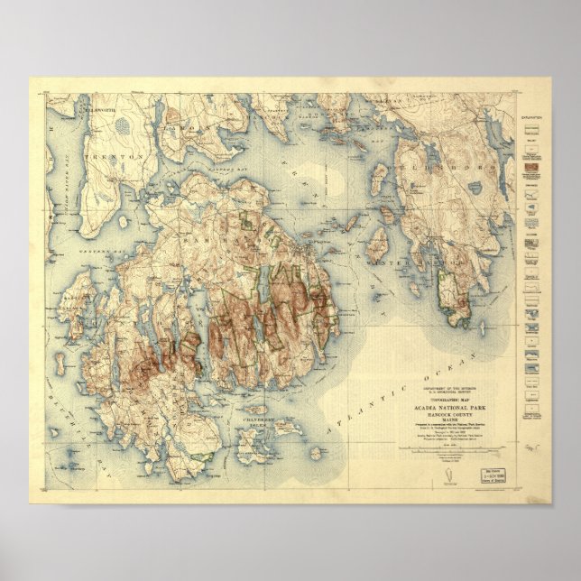Acadia National Park 1931 Topographic Map Poster (Front)