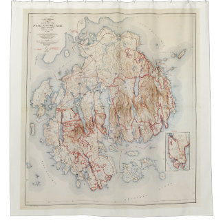 Acadia National Park and Vicinity Vintage Map Shower Curtain