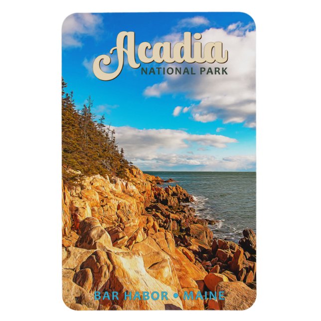 Acadia National Park Bar Harbor Watercolor Magnet (Vertical)