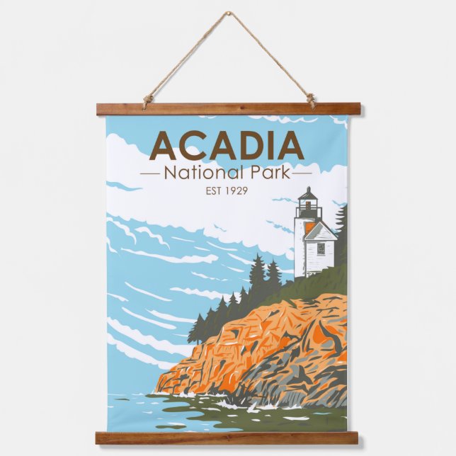 Acadia National Park Bar Harbour Lighthouse  Hanging Tapestry (Front)