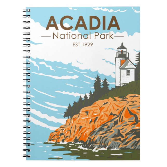 Acadia National Park Bar Harbour Lighthouse Notebook (Front)