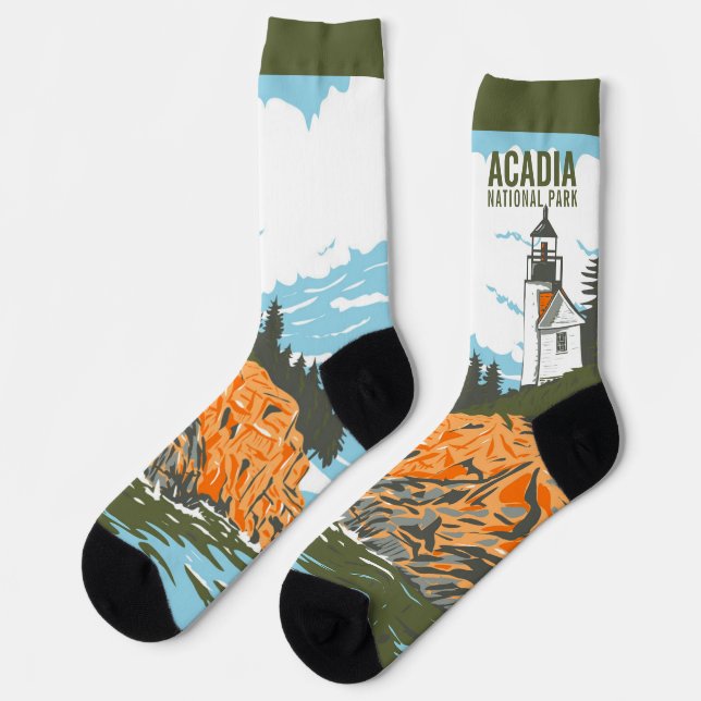 Acadia National Park Bar Harbour Lighthouse Socks (Left)