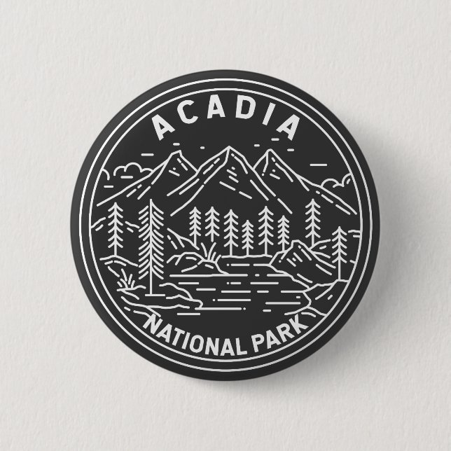 Acadia National Park Bar Harbour Monoline 6 Cm Round Badge (Front)