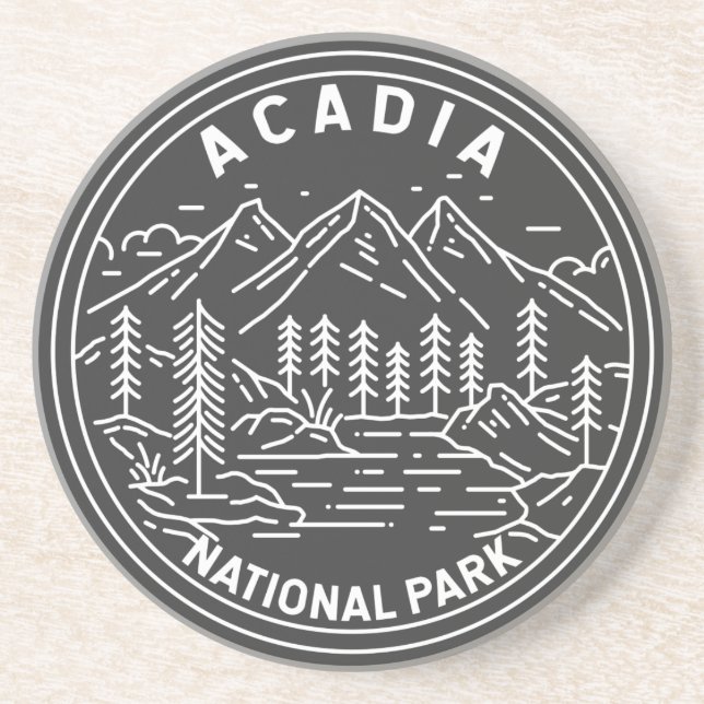 Acadia National Park Bar Harbour Monoline  Coaster (Front)