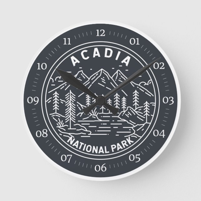 Acadia National Park Bar Harbour Monoline Round Clock (Front)