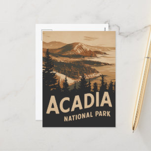 Acadia National Park Bar Harbour Vintage Art Holiday Postcard