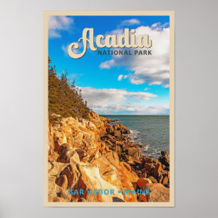 Acadia National Park Bar Harbour Watercolor Poster