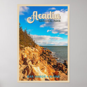 Acadia National Park Bar Harbour Watercolor Poster