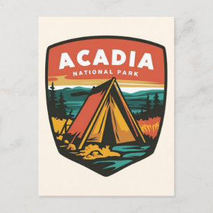 Acadia National Park Camping Emblem Holiday Postcard