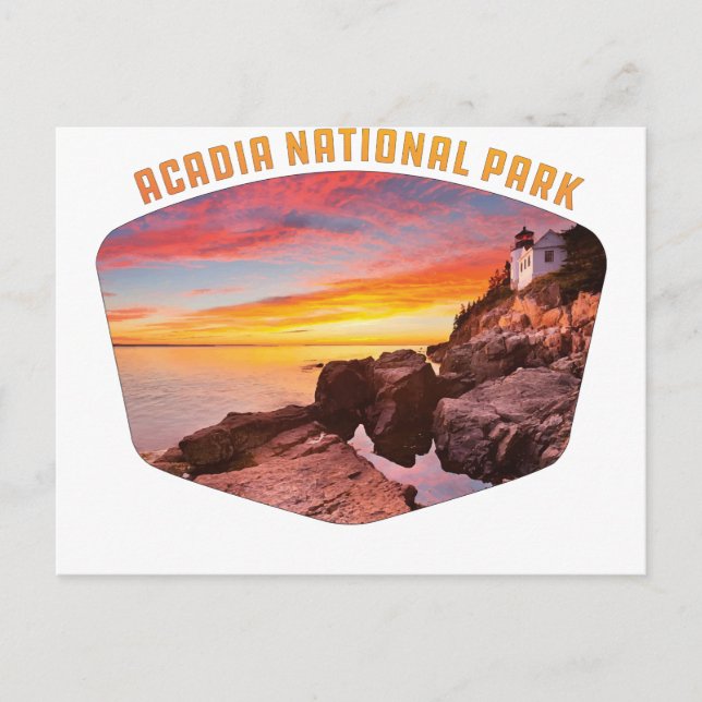 Acadia National Park coast & lighthouse Maine Postcard (Front)