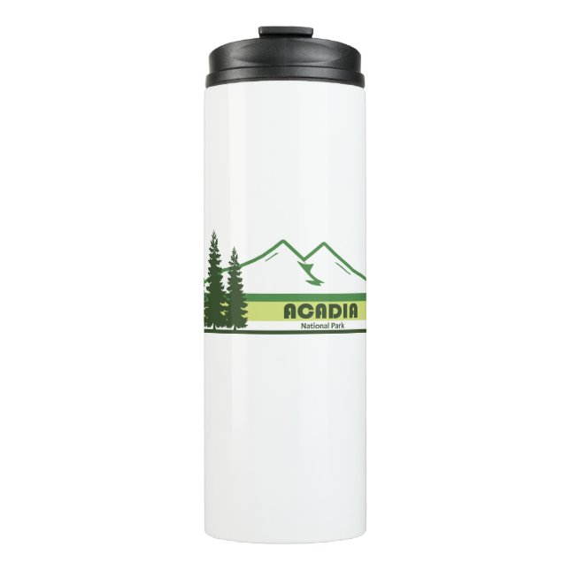 Acadia National Park Green Stripes Thermal Tumbler (Front)