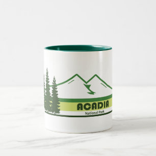 Acadia National Park Green Stripes Two-Tone Coffee Mug