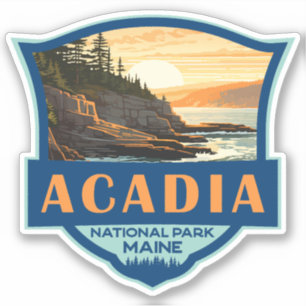 Acadia National Park Illustration Retro Badge