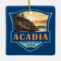 Acadia National Park Illustration Retro Badge