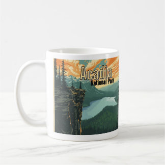 Acadia National Park Illustration Retro Coffee Mug