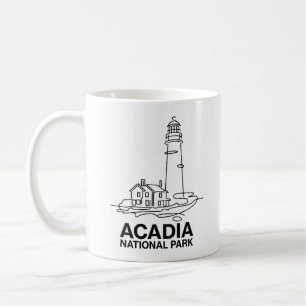 Acadia National Park Lighthouse Line Art Coffee Mug