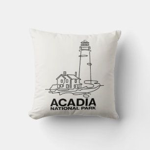 Acadia National Park Lighthouse Line Art Cushion